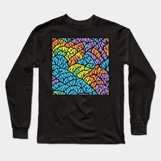 Modern Geometric Art  Rainbow Pride Stained Glass Pattern Long Sleeve T-Shirt